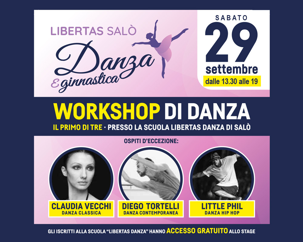 WORKSHOP DI DANZA Classica, Contemporanea e Hip Hop con Claudia Vecchi, Diego Tortelli e Little Phil