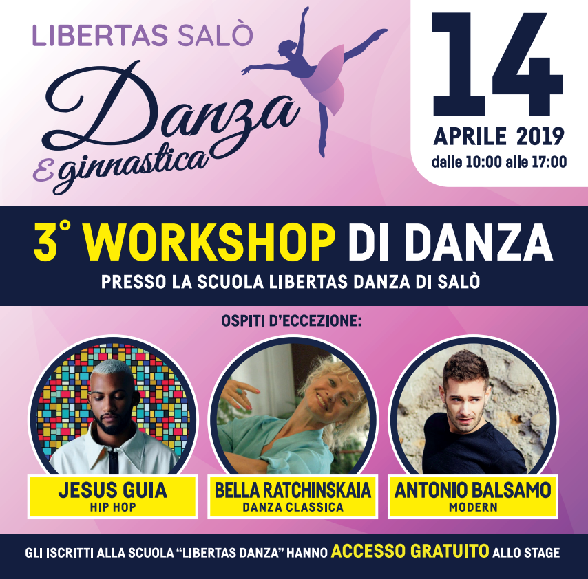 3° WORKSHOP DI DANZA Classica, Contemporaneo e Hip Hop con Bella Ratchinskaia, Antonio Balsamo e Jesus Guia